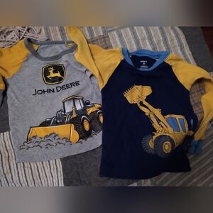 Free With Purchase John Deere Carters Kids' Gray and Navy Construction Long Tees